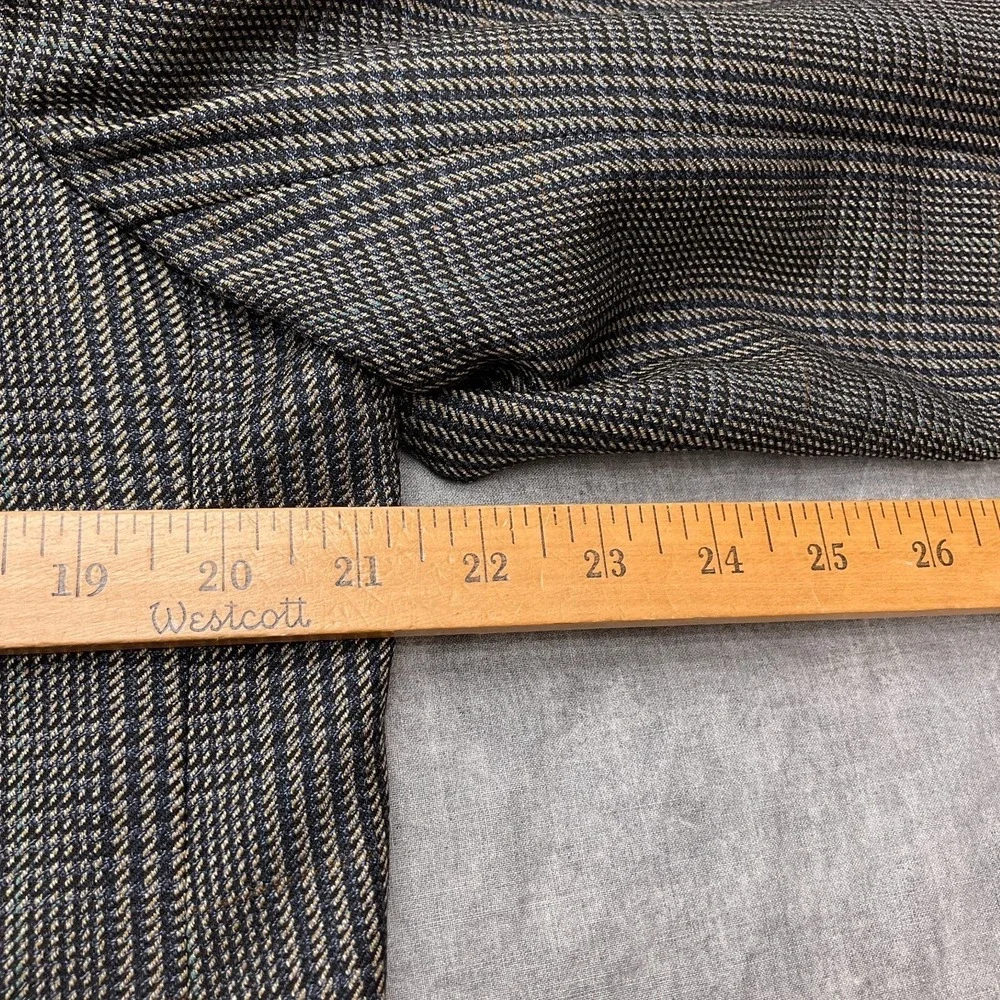 Talbots Blazer Men 44L Black Blue Tan Tweed Houndstooth Plaid Sport Jacket Italy
